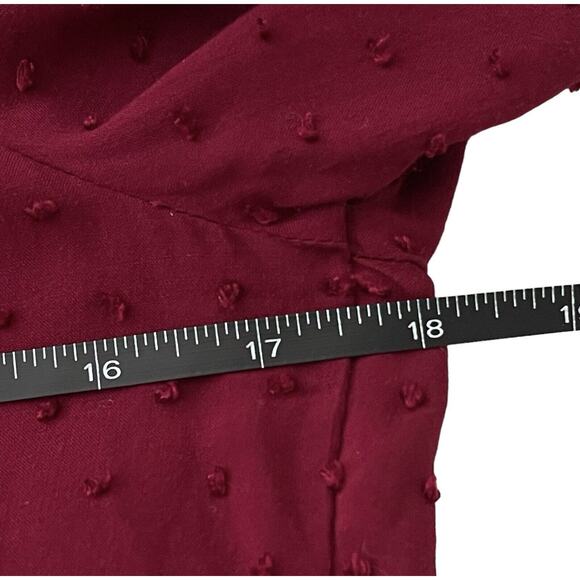 Maeve Anthropologie Emmeline Swiss Dot Blouse Size 0 Burgundy Red Boho Office - Picture 3 of 10